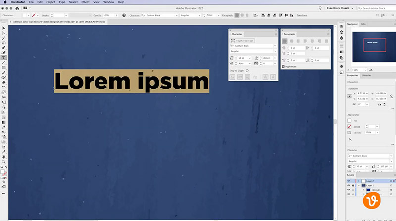 Working with text in Illustrator