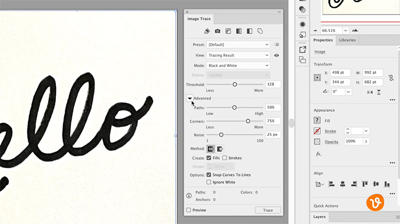 Live Trace to Convert Handwritten Text to Vector in Illustrator