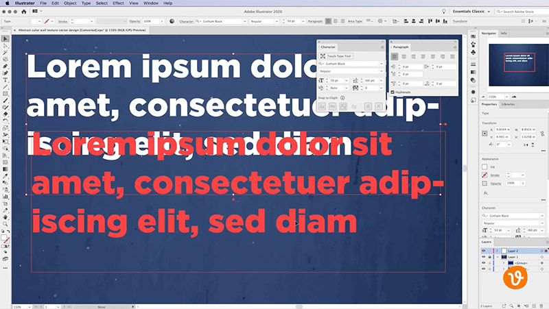 Working with text in Illustrator