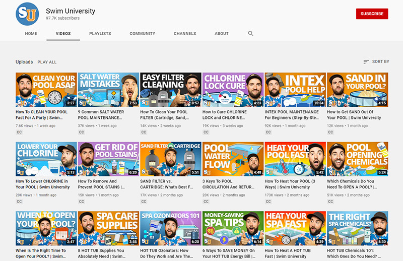 Swim University's YouTube Channel