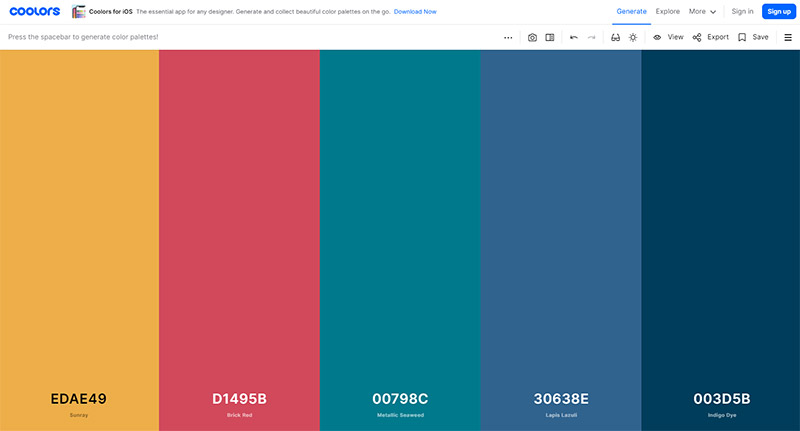 Automatic Equidistant Color Palette Generator