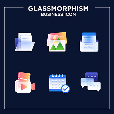Glassmorphism Business Icons Set