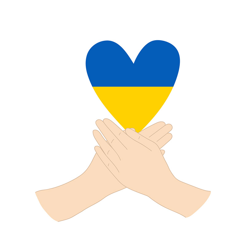 Hands with heart in Ukrainian flag colors