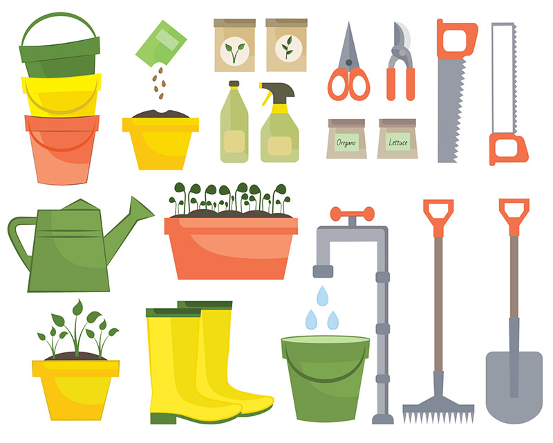 Garden tools isolated on white background