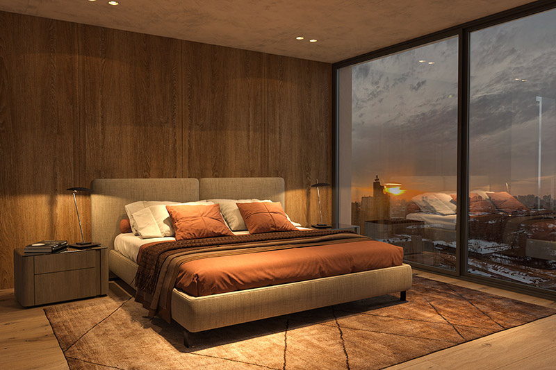 Modern luxury beautiful interior with panoramic windows