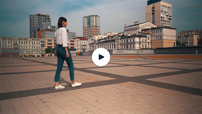 Woman walking in urban setting