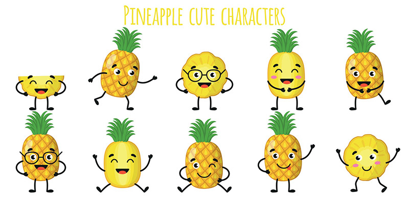 Cute Pineapple Characters